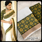 Golden Linen Saree - embroidery work detail
