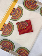 Golden Linen Saree - back view