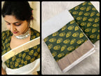 Golden Linen Saree - styling and accessories view
