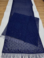 Navy Georgette Saree - blouse and border close-up