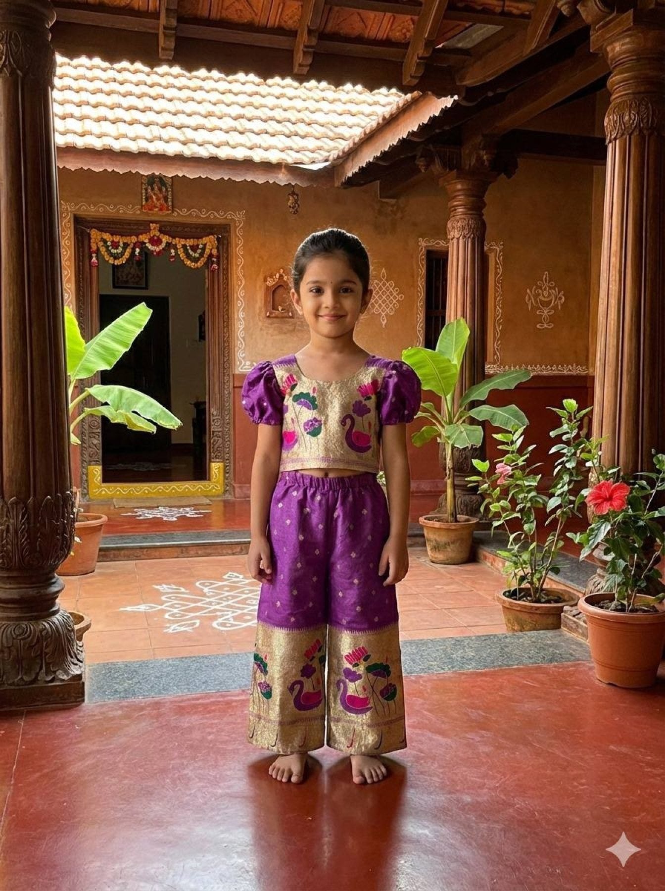Classy Kids Silk Lehenga Choli with Zari Weaving for Festive Wear blouse and dupatta detail