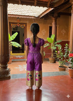 Classy Kids Silk Lehenga Choli with Zari Weaving for Festive Wear embroidery close-up