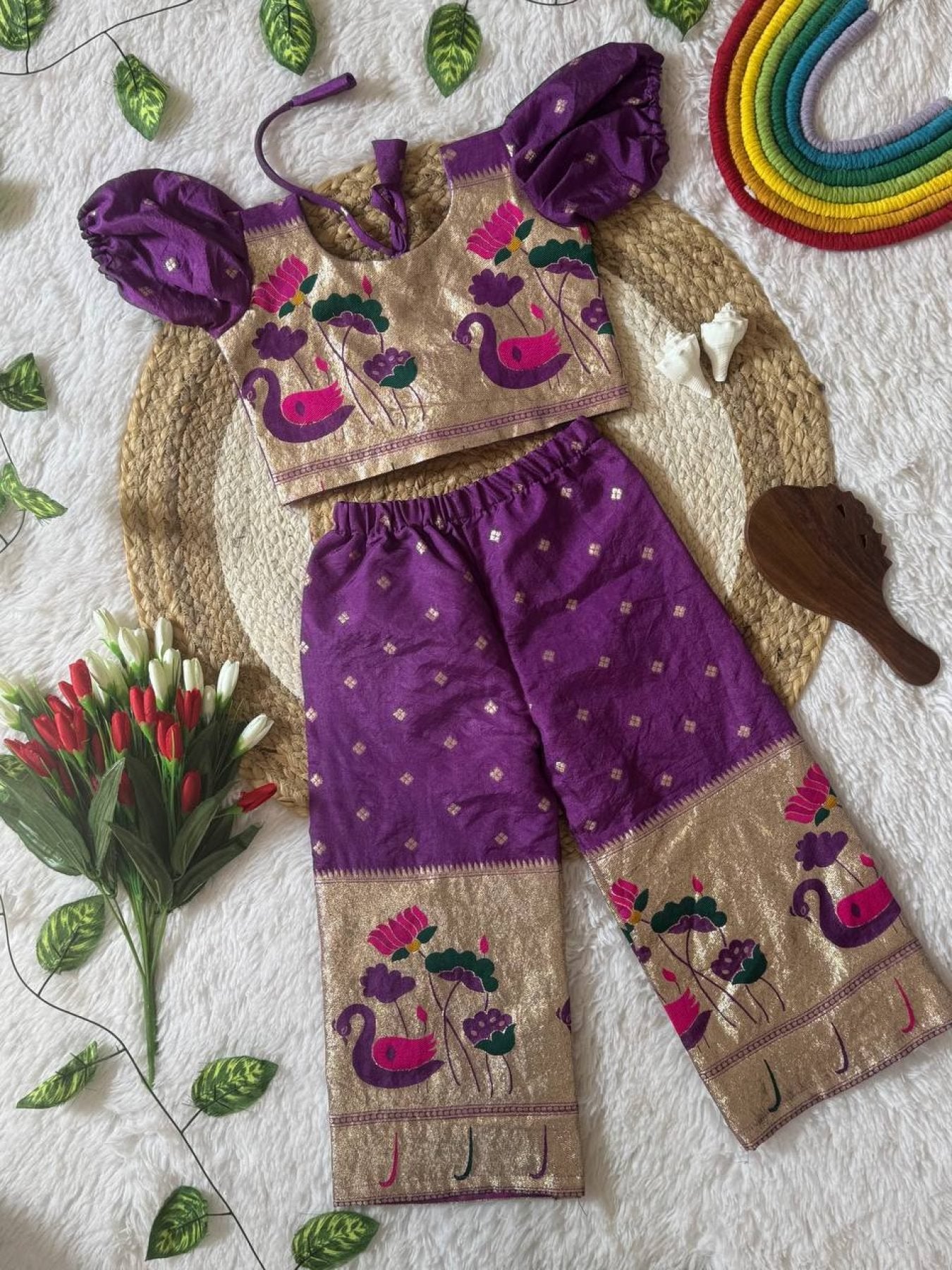 Classy Kids Silk Lehenga Choli with Zari Weaving for Festive Wear styling view