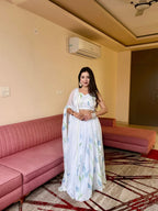 Georgette Lehenga Choli with Hand Painted Floral Print for women | Snyvia