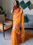 Georgette Lehenga Saree with Real Mirror Lace for Wedding Functions for women | Snyvia