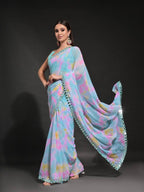 Blue Georgette Saree for women - full front view | Snyvia