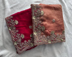 Orange Chiffon Saree - back view