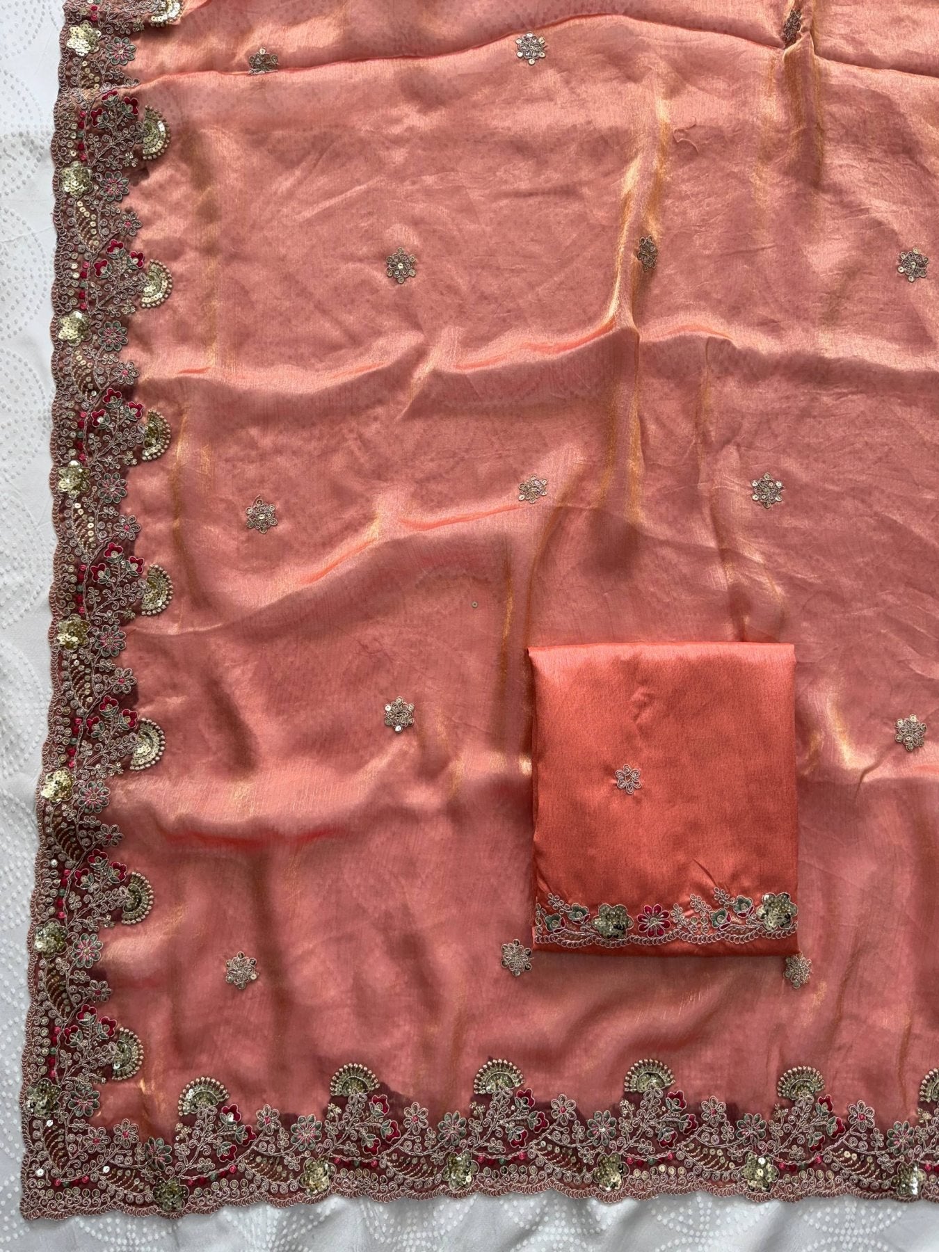 Orange Chiffon Saree - full-length drape