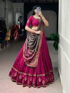 Vichitra Silk Lehenga Choli with Sequins Embroidery for Wedding Wear detailed view