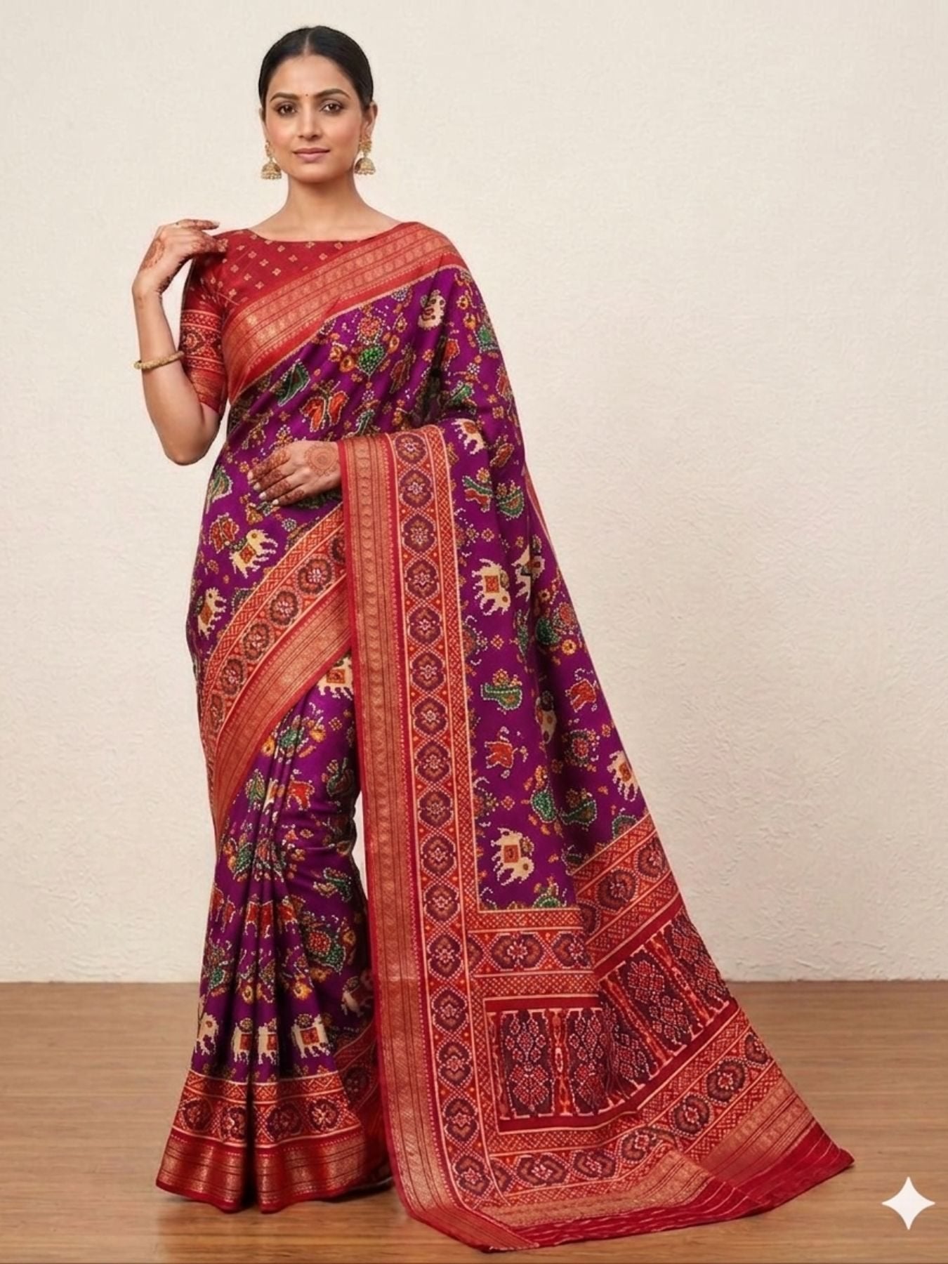 Purple Patola Saree for women - full front view | Snyvia