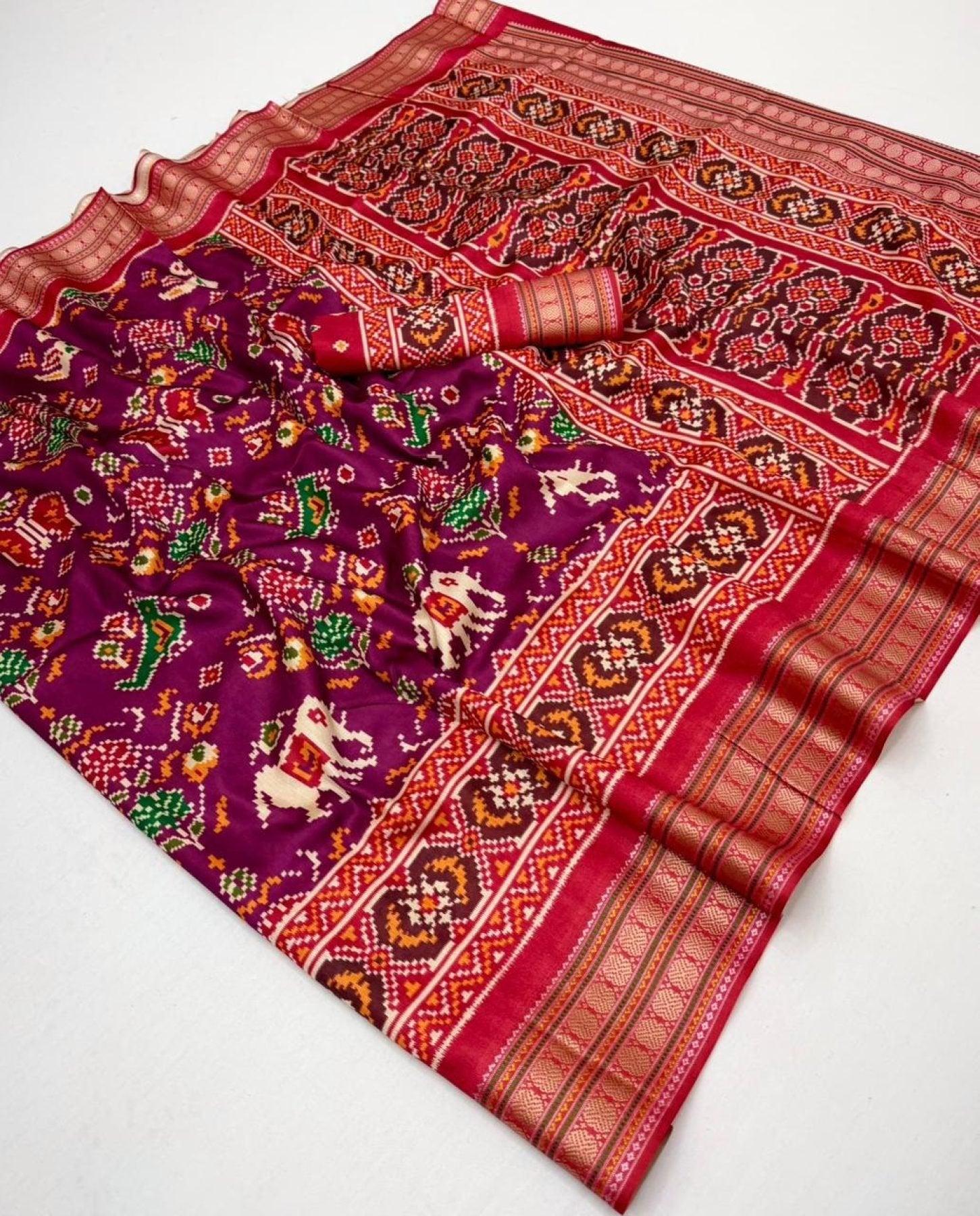 Purple Patola Saree - drape and pallu detail