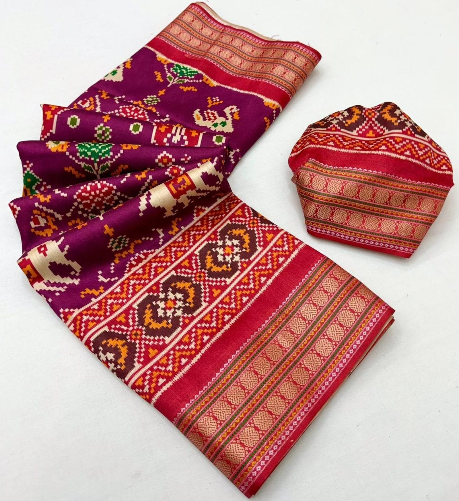 Purple Patola Saree - side drape view