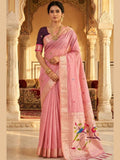 Pink Cotton Saree for women - full front view | Snyvia