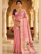 Pink Cotton Saree for women - full front view | Snyvia