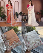 White Chiffon Saree - detail view 11