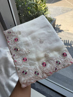 White Chiffon Saree - fabric texture close-up