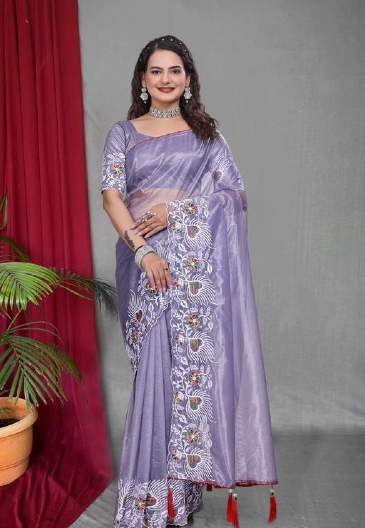 Net Saree - drape and pallu detail