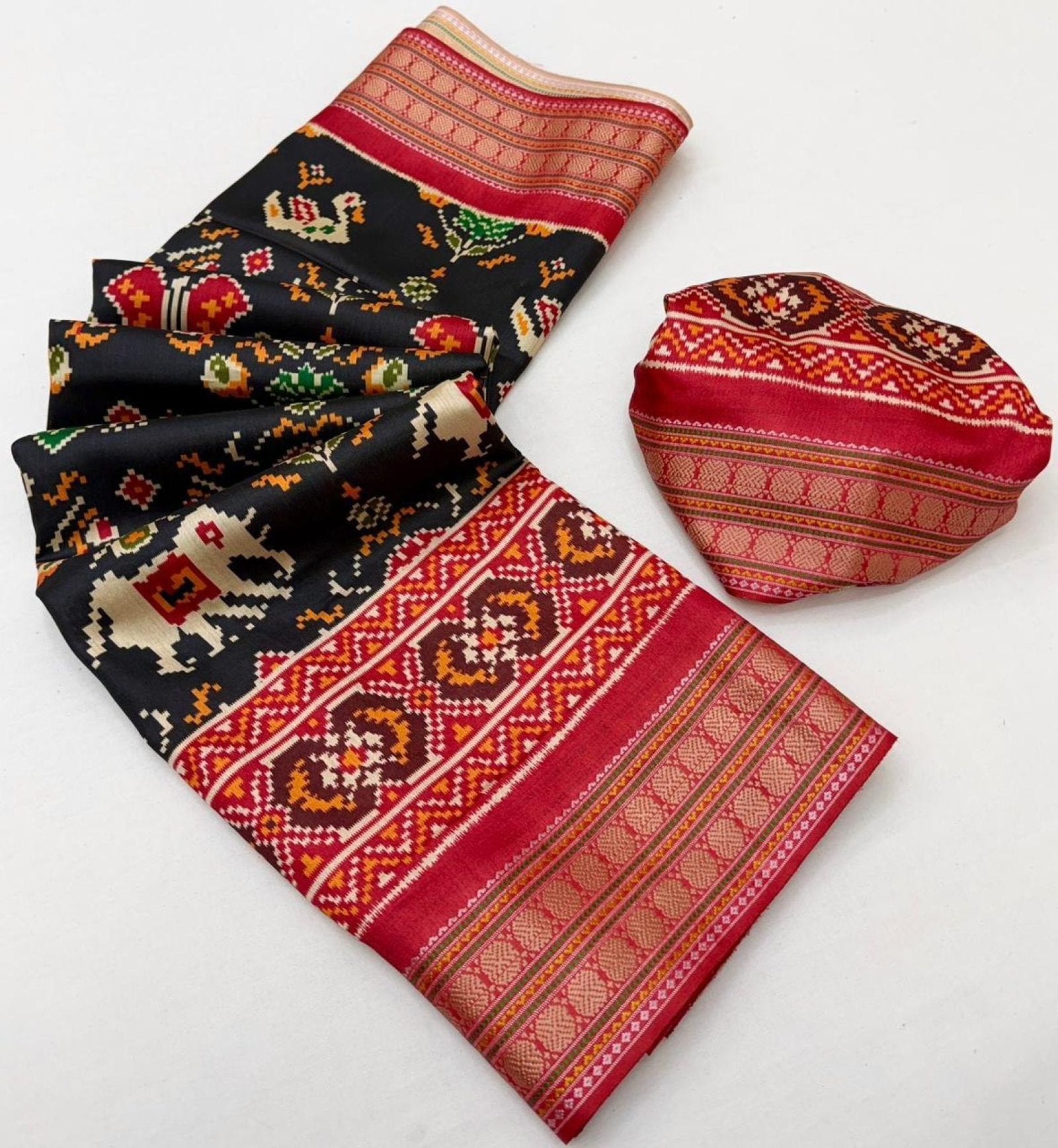 Black Patola Saree - drape and pallu detail