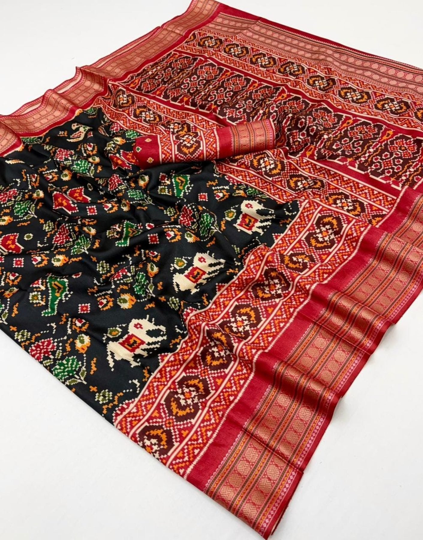 Black Patola Saree - side drape view