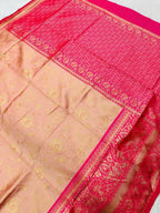 Peach Silk Saree - fabric texture close-up