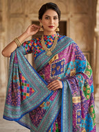 Blue Saree - drape and pallu detail