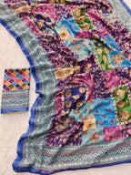Blue Saree - fabric texture close-up