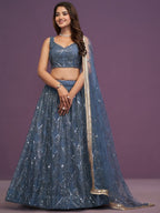 Perfect Net Real Mirror Work Lehenga Choli with Zari Embroidery for Wedding for women | Snyvia