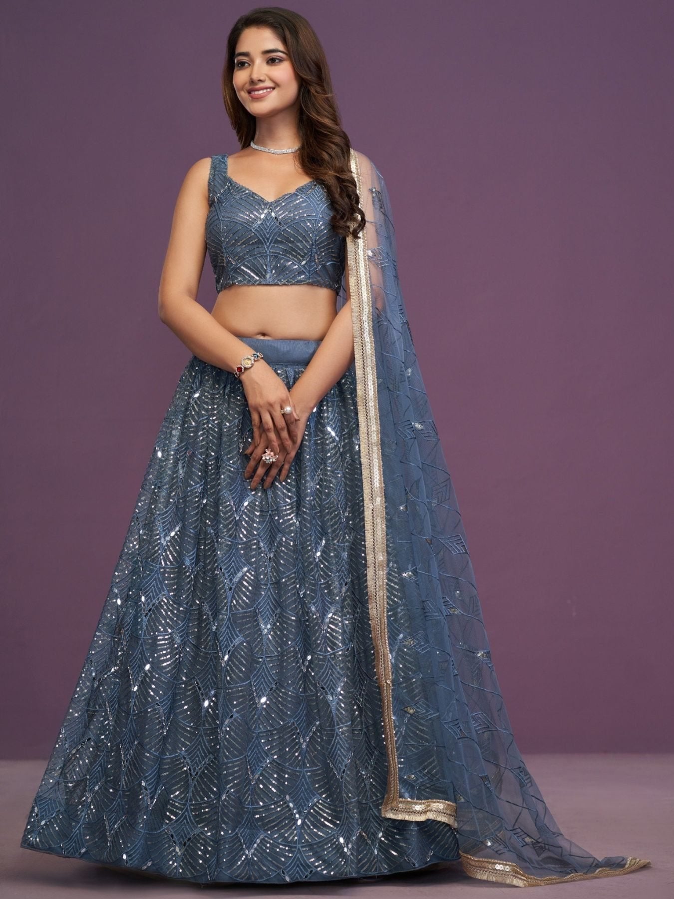 Perfect Net Real Mirror Work Lehenga Choli with Zari Embroidery for Wedding for women | Snyvia