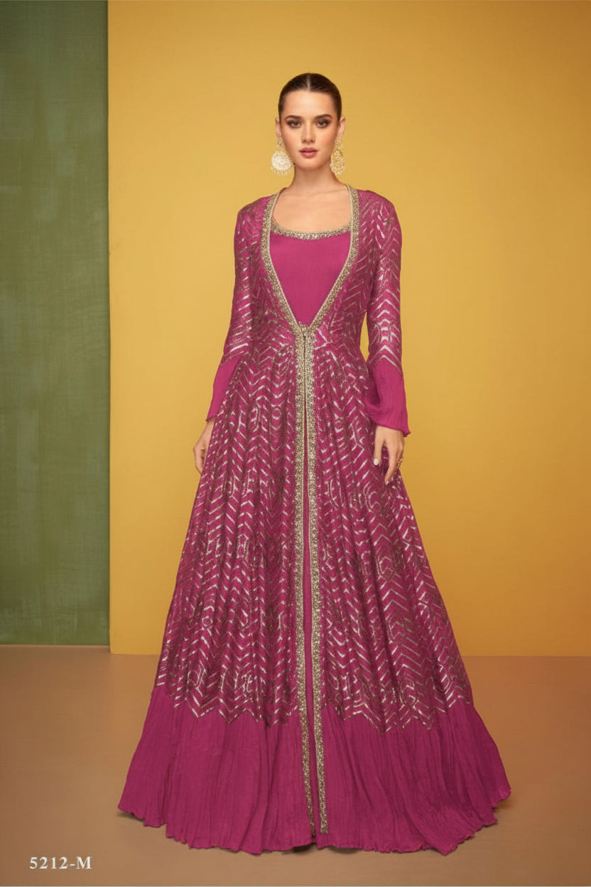 Zenvique Silk Embroidered Lehenga Set with Net Dupatta for Wedding Wear back view