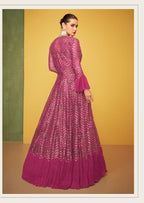Zenvique Silk Embroidered Lehenga Set with Net Dupatta for Wedding Wear front view