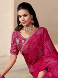 Pink Georgette Saree for women - full front view | Snyvia