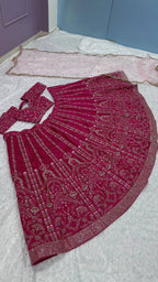 Pink Heavy Slub Silk Lehenga Choli with Dori Sequins Work for Wedding Wear colour variant view