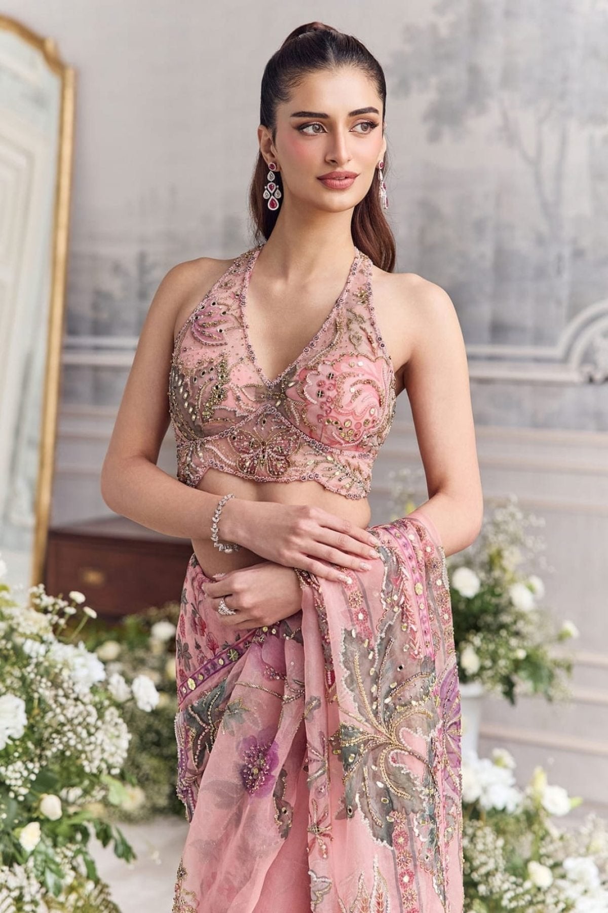 Pink Tabby Saree - detail view 12