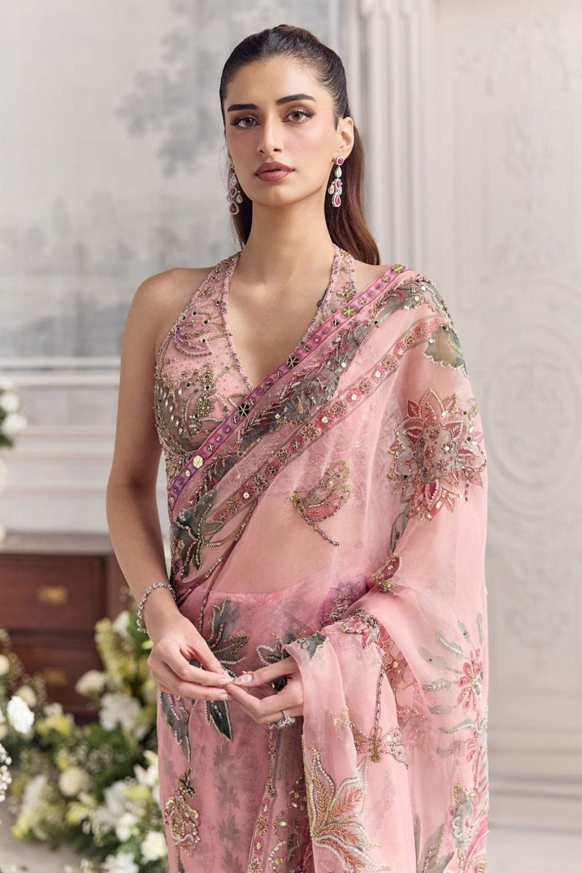 Pink Tabby Saree - detail view 15