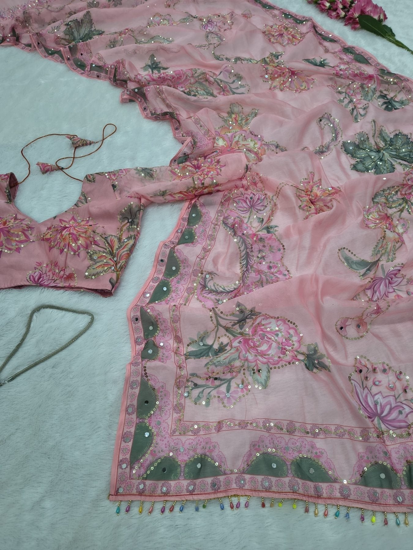 Pink Tabby Saree - detail view 20