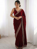 Maroon Saree for women - full front view | Snyvia