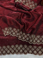 Maroon Saree - pallu design detail