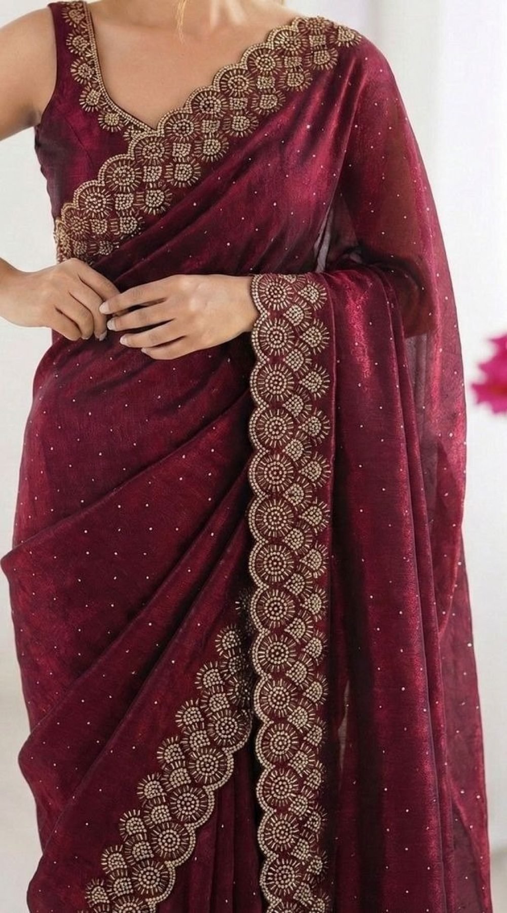 Maroon Saree - styling and accessories view