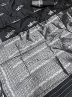 Black Silk Saree - drape and pallu detail