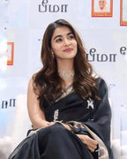 Black Silk Saree - fabric texture close-up