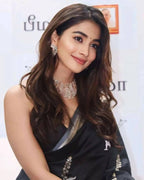 Black Silk Saree - embroidery work detail