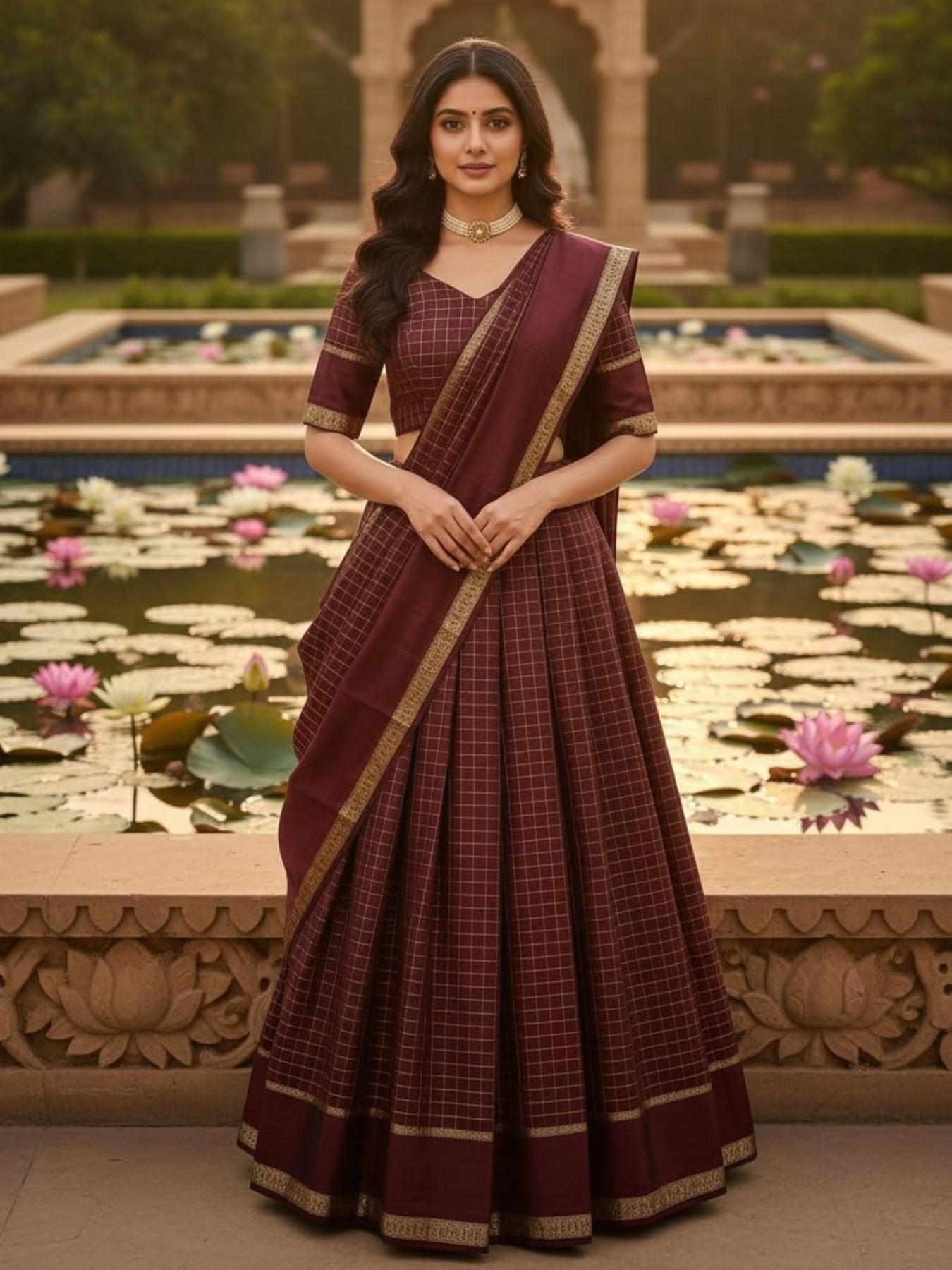 Viscose Georgette Lehenga Choli with Zari Weaving Work front view