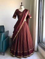 Viscose Georgette Lehenga Choli with Zari Weaving Work full drape view