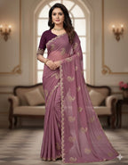 Purple Georgette Saree - drape and pallu detail