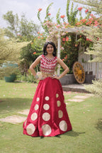 Roman Silk Navratri Lehenga Choli with Mirror Lace Work and 6 Meter Flair colour variant view