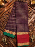 Maroon Silk Saree - blouse and border close-up