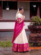 Poly Cotton Lehenga Choli with Traditional Zari Weaving for Festive Wear styling view