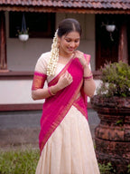 Poly Cotton Lehenga Choli with Traditional Zari Weaving for Festive Wear front view