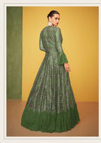 Zenvique Silk Embroidered Lehenga Set with Net Dupatta for Wedding Wear back view