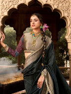 Black Silk Saree for women - full front view | Snyvia